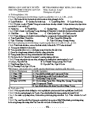 Đề tham khảo học kì II Lịch sử lớp 7 - Năm học 2013-2014 - Trường THCS Trần Cao Vân